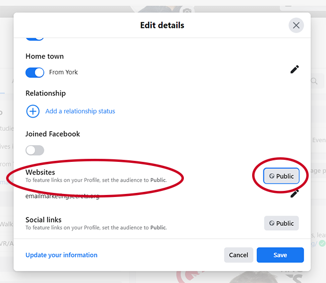 Set Facebook Profile to Public