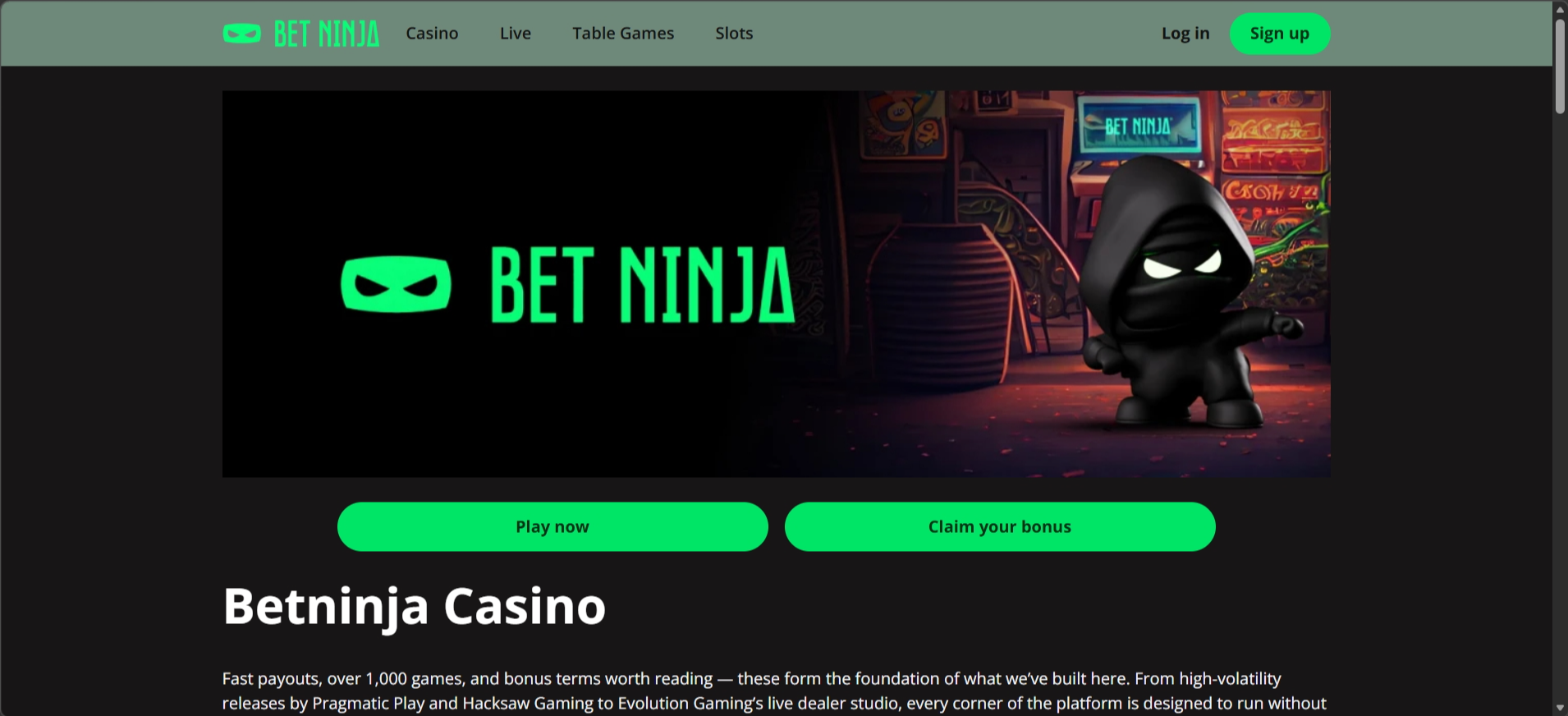 BetNinja no kyc casino